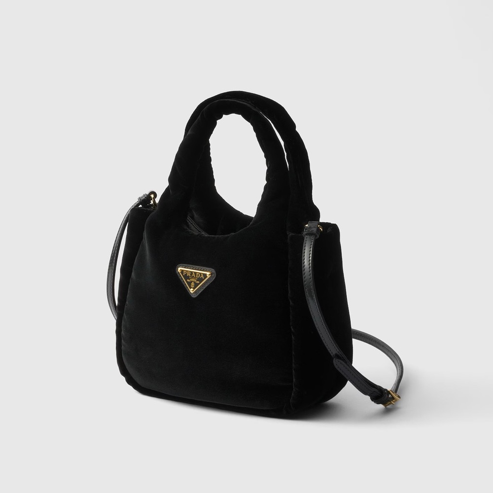 Prada Patted Velvet Mini Handbag Nero Black